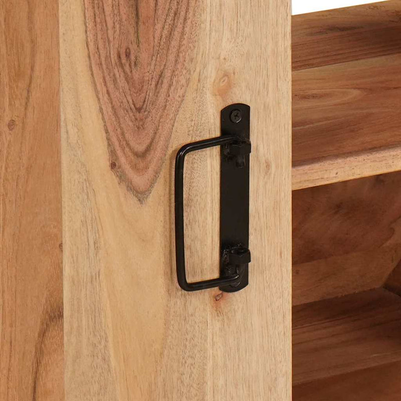 vidaXL Fürdőszobai mosdószekrény 71 x 33 x 58 cm Tömör akácfa és vas