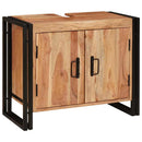 vidaXL Fürdőszobai mosdószekrény 71 x 33 x 58 cm Tömör akácfa és vas