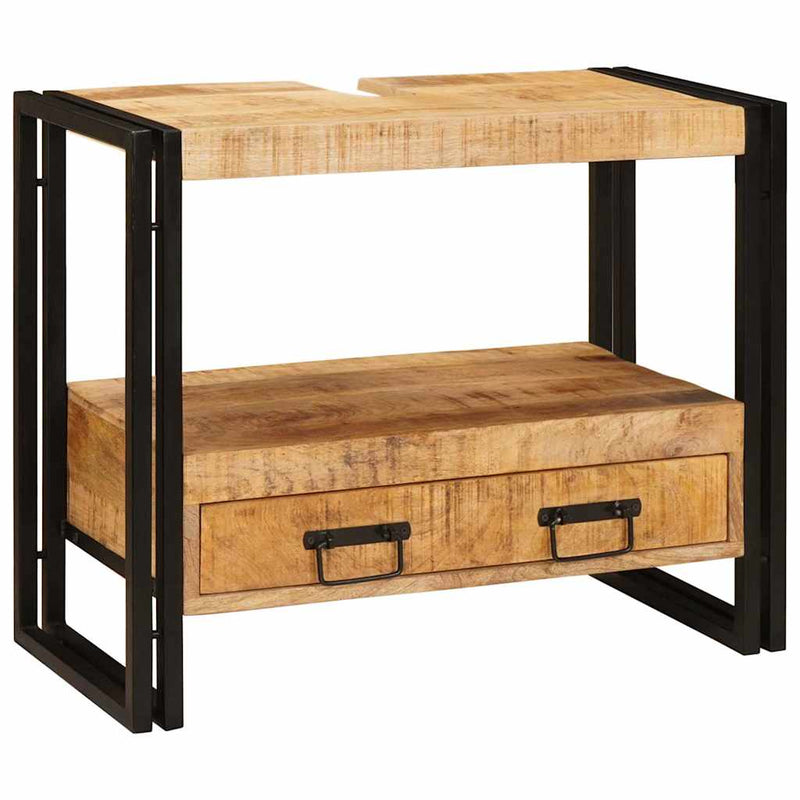 vidaXL Fürdőszobai mosdószekrény 71 x 33 x 58 cm Tömör mangófa és vas
