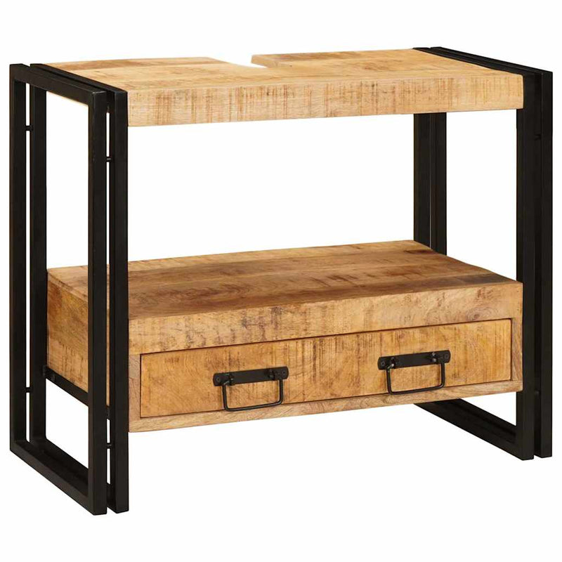 vidaXL Fürdőszobai mosdószekrény 71 x 33 x 58 cm Tömör mangófa és vas