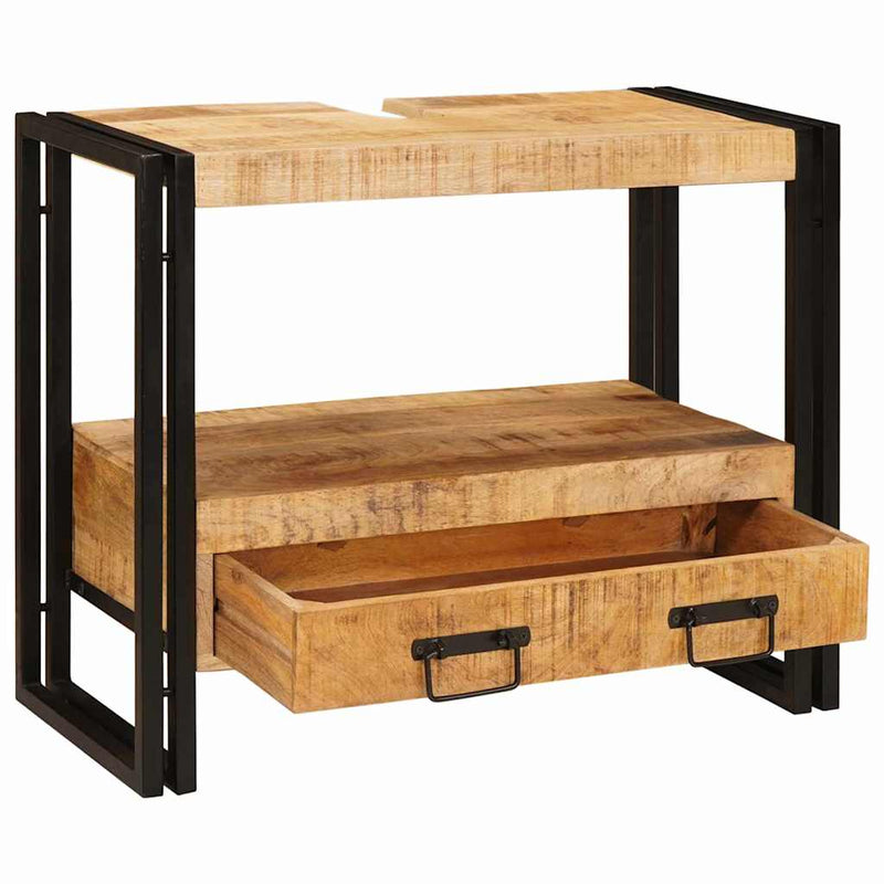 vidaXL Fürdőszobai mosdószekrény 71 x 33 x 58 cm Tömör mangófa és vas