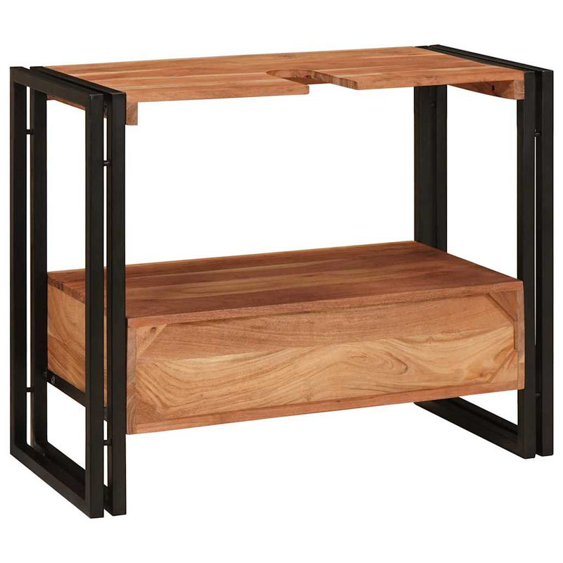 vidaXL Fürdőszobai mosdószekrény 71 x 33 x 58 cm Tömör akácfa és vas