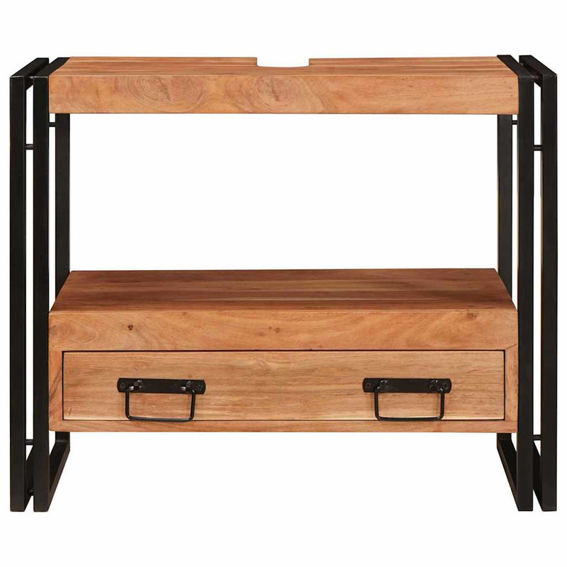 vidaXL Fürdőszobai mosdószekrény 71 x 33 x 58 cm Tömör akácfa és vas