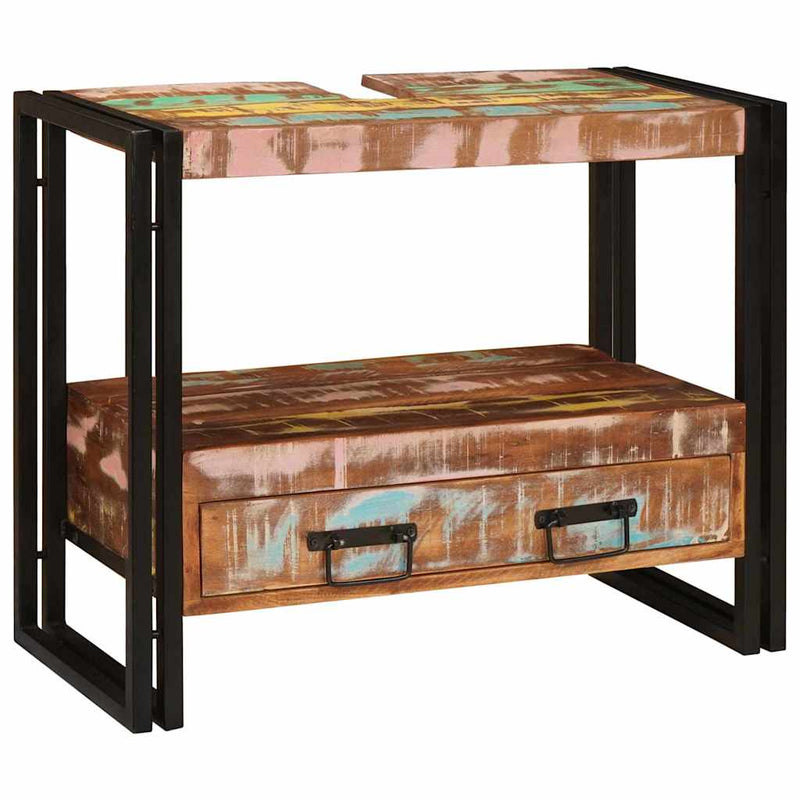 vidaXL Fürdőszobai mosdószekrény Tömör újrahasznosított fa és Vas