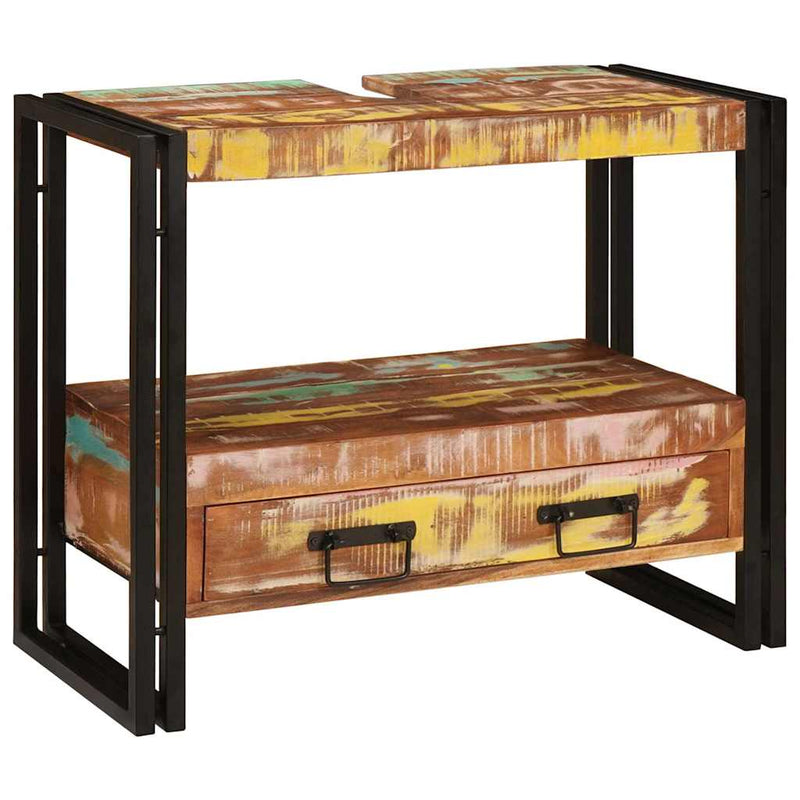 vidaXL Fürdőszobai mosdószekrény Tömör újrahasznosított fa és Vas