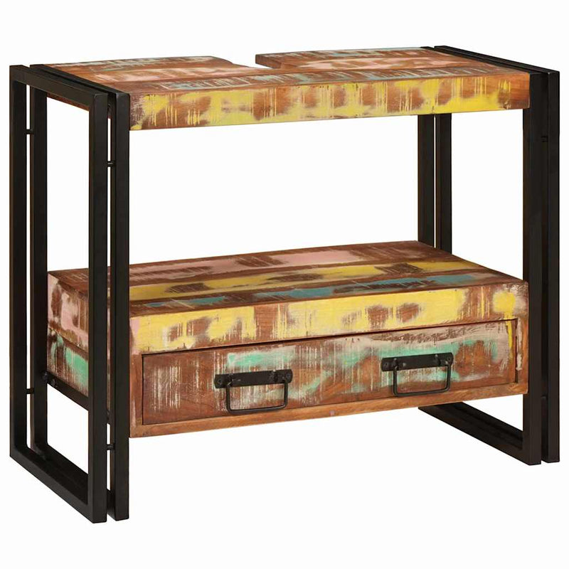 vidaXL Fürdőszobai mosdószekrény Tömör újrahasznosított fa és Vas