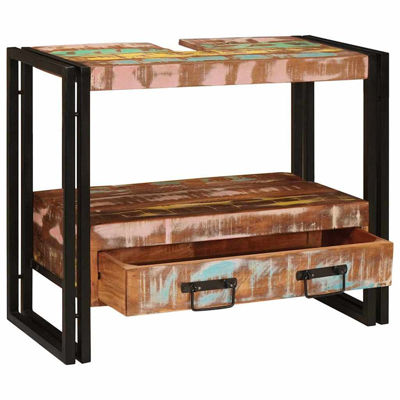 vidaXL Fürdőszobai mosdószekrény Tömör újrahasznosított fa és Vas