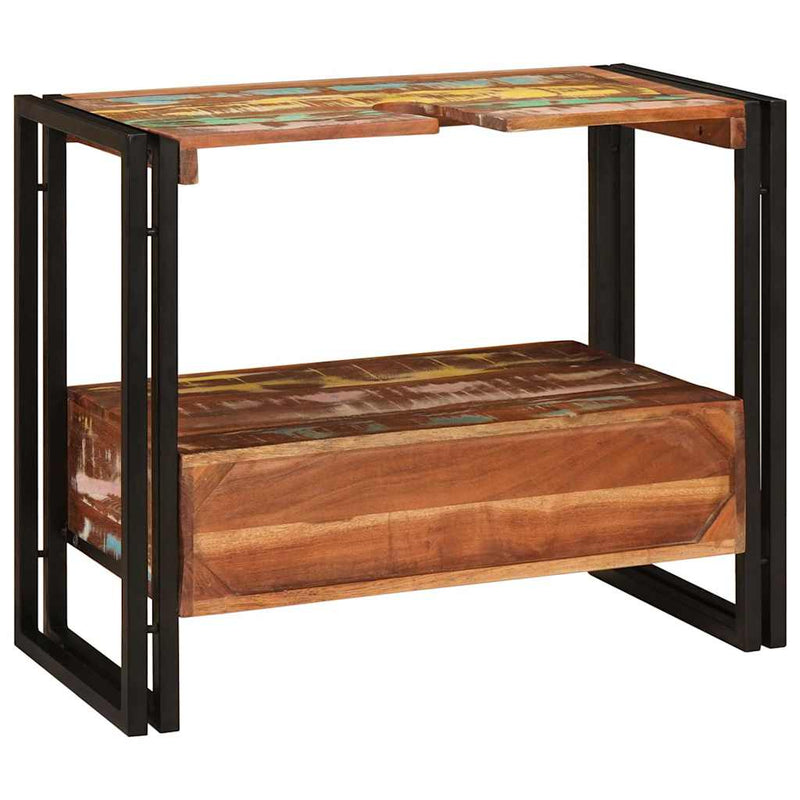 vidaXL Fürdőszobai mosdószekrény Tömör újrahasznosított fa és Vas