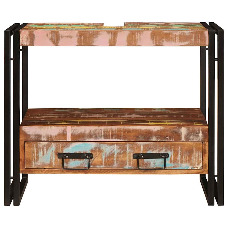 vidaXL Fürdőszobai mosdószekrény Tömör újrahasznosított fa és Vas