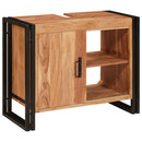 vidaXL Fürdőszobai mosdószekrény 71 x 33 x 58 cm Tömör akácfa és vas