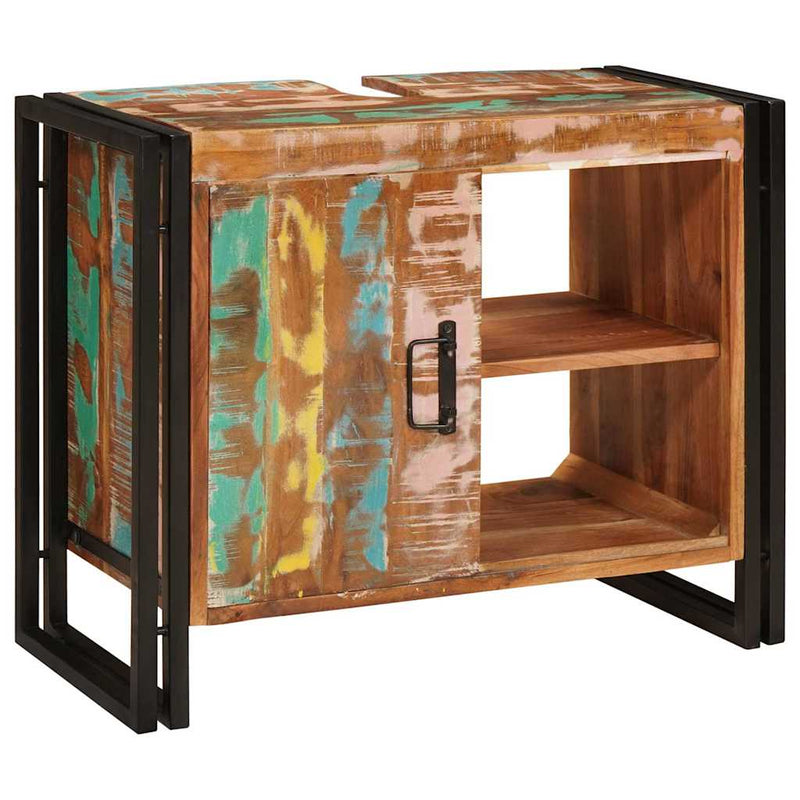 vidaXL Fürdőszobai mosdószekrény Tömör újrahasznosított fa és Vas