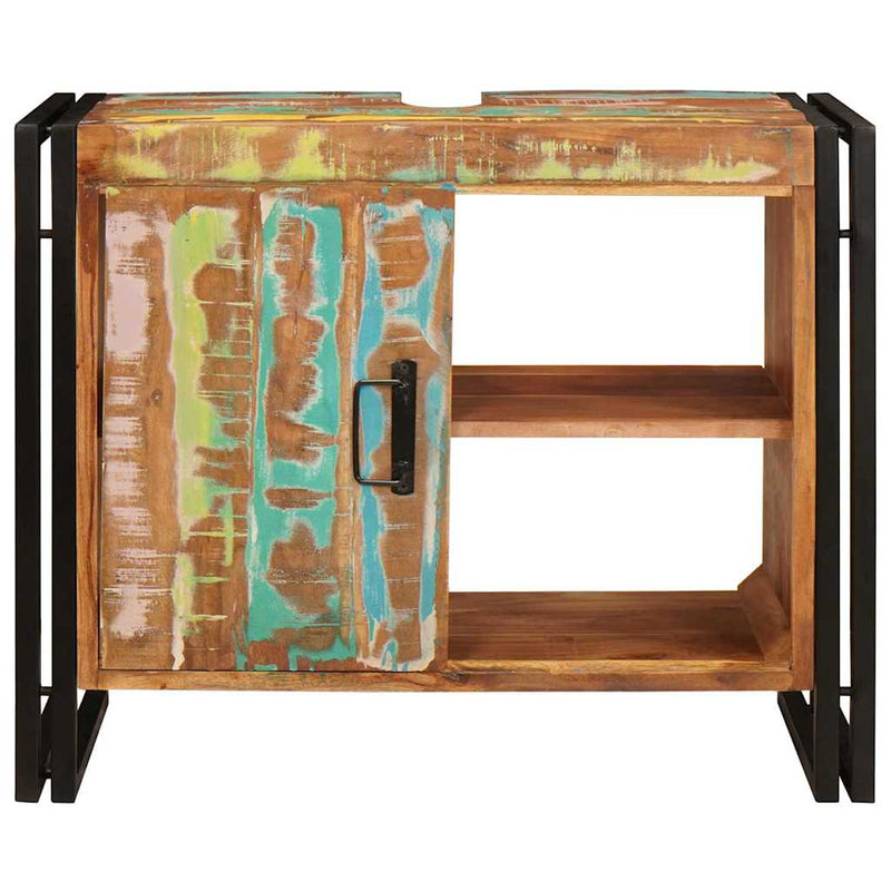 vidaXL Fürdőszobai mosdószekrény Tömör újrahasznosított fa és Vas