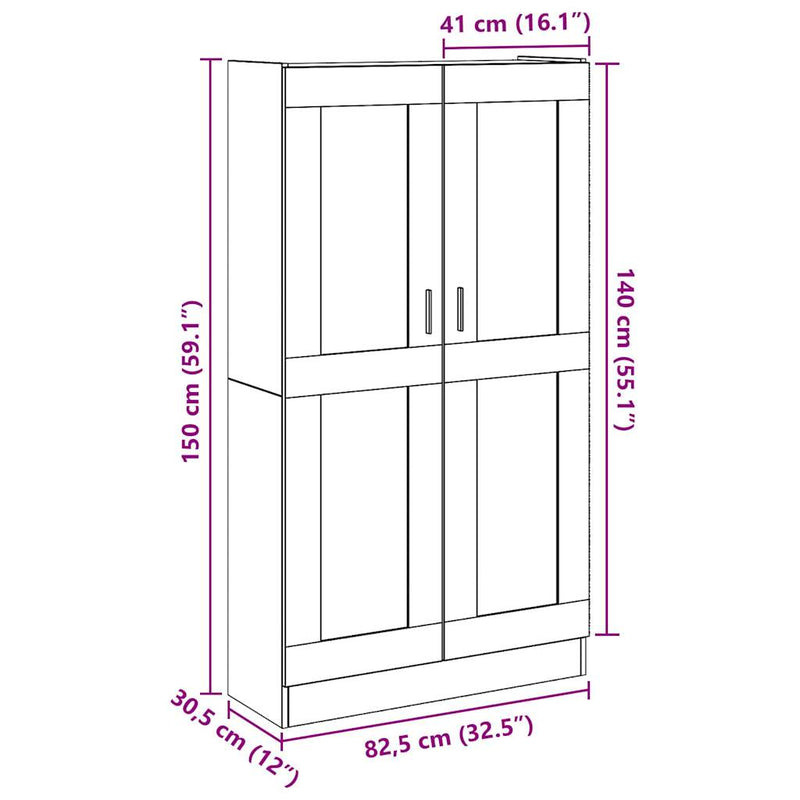 vidaXL antik fa színű szerelt fa magasszekrény 82,5 x 30,5 x 150 cm