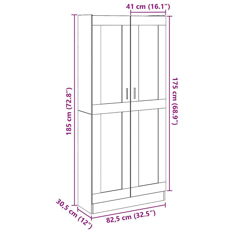 vidaXL antik fa színű szerelt fa magasszekrény 82,5 x 30,5 x 185 cm