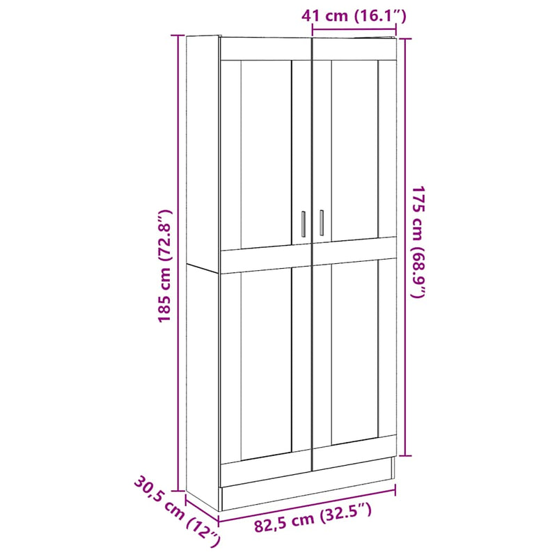 vidaXL kézműves tölgy színű szerelt fa magasszekrény 82,5x30,5x185 cm