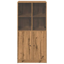 vidaXL kézműves tölgy szerelt fa magasszekrény ajtókkal 68x37x142 cm