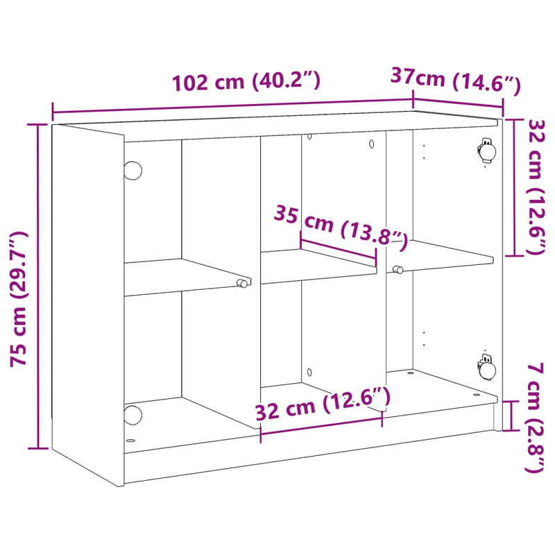 vidaXL kézműves tölgy színű szerelt fa tálalószekrény 102x37x75,5 cm