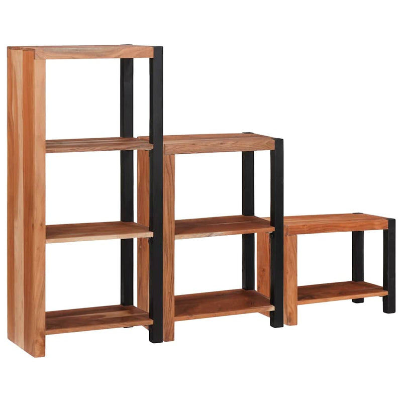 vidaXL Könyvespolc 3 pcs Barna 50 x 30 x 110 cm Tömör akácfa