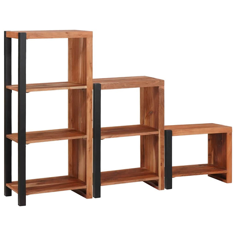 vidaXL Könyvespolc 3 pcs Barna 50 x 30 x 110 cm Tömör akácfa