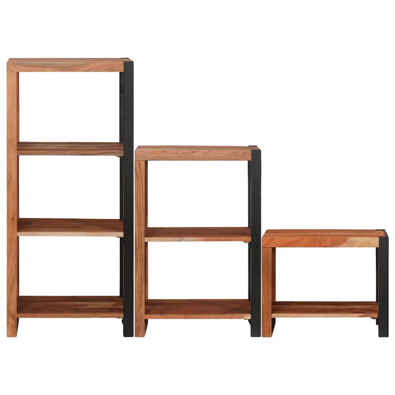 vidaXL Könyvespolc 3 pcs Barna 50 x 30 x 110 cm Tömör akácfa