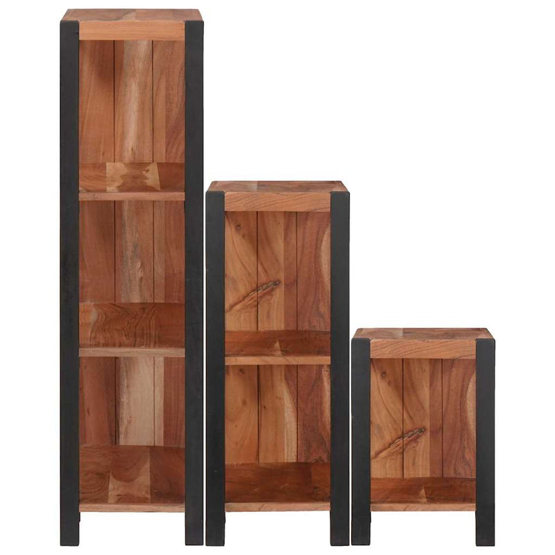 vidaXL Könyvespolc 3 pcs Barna 50 x 30 x 110 cm Tömör akácfa
