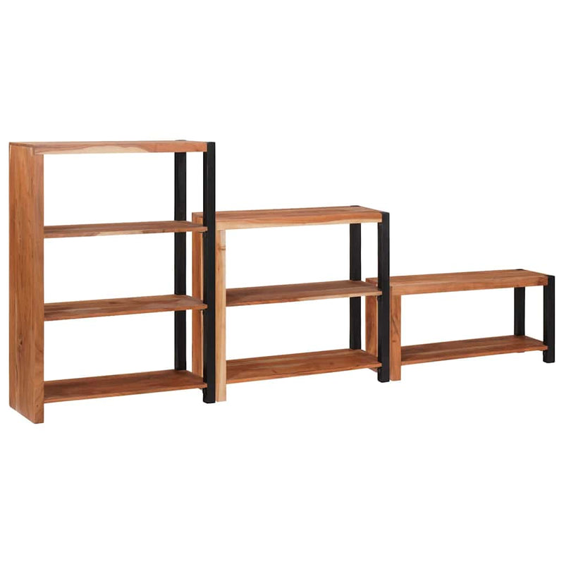 vidaXL Könyvespolc 3 pcs Barna 80 x 30 x 110 cm Tömör akácfa