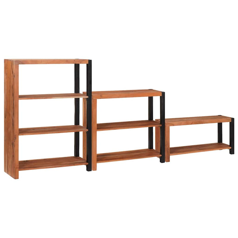 vidaXL Könyvespolc 3 pcs Barna 80 x 30 x 110 cm Tömör akácfa