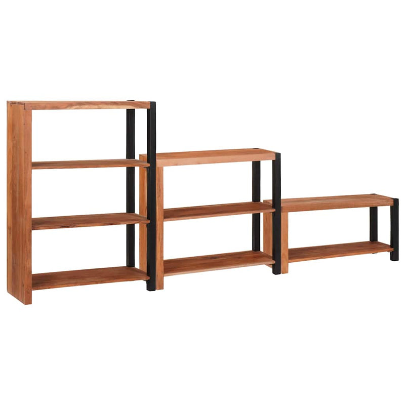 vidaXL Könyvespolc 3 pcs Barna 80 x 30 x 110 cm Tömör akácfa