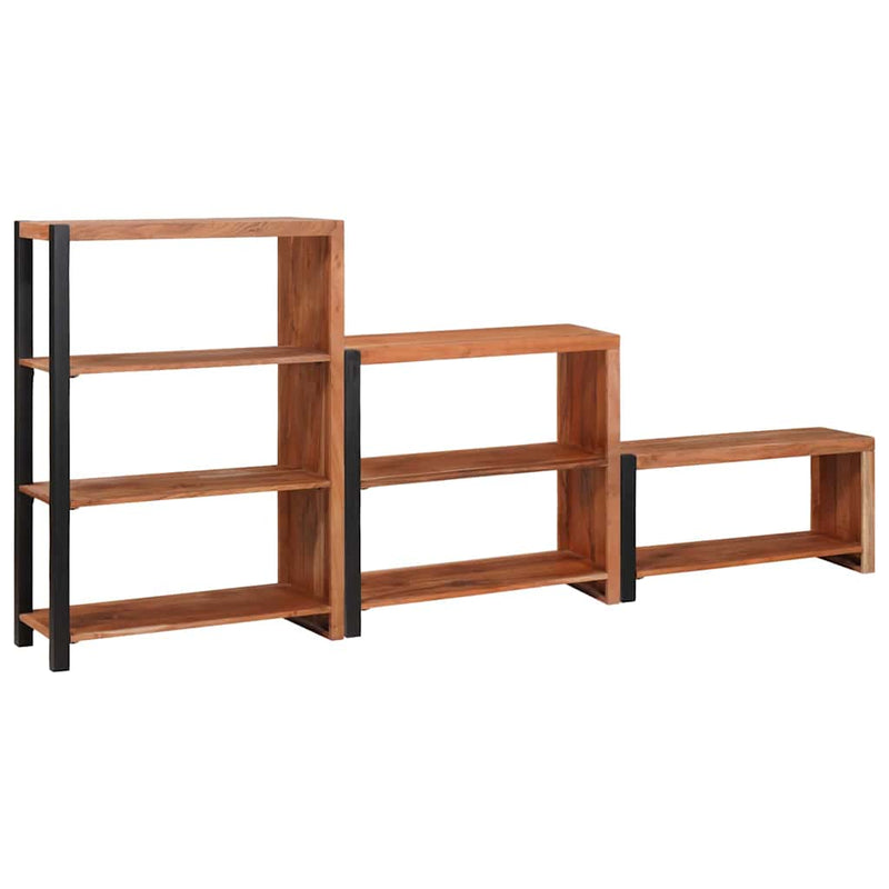 vidaXL Könyvespolc 3 pcs Barna 80 x 30 x 110 cm Tömör akácfa