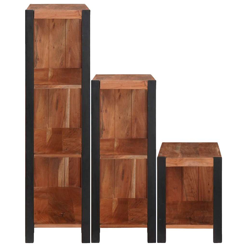 vidaXL Könyvespolc 3 pcs Barna 80 x 30 x 110 cm Tömör akácfa