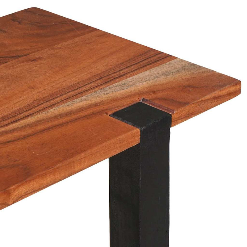 vidaXL Konzolasztal polcokkal Barna 110 x 30 x 75 cm tömör akácfa