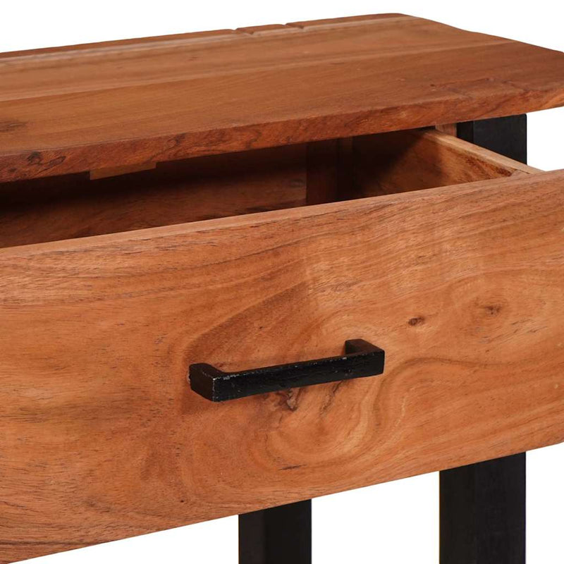 vidaXL Konzolasztal fiókkal Barna 110 x 30 x 75 cm tömör akácfa