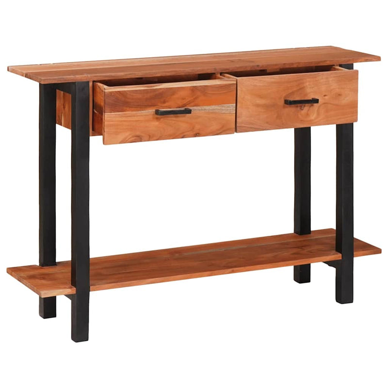 vidaXL Konzolasztal fiókkal Barna 110 x 30 x 75 cm tömör akácfa
