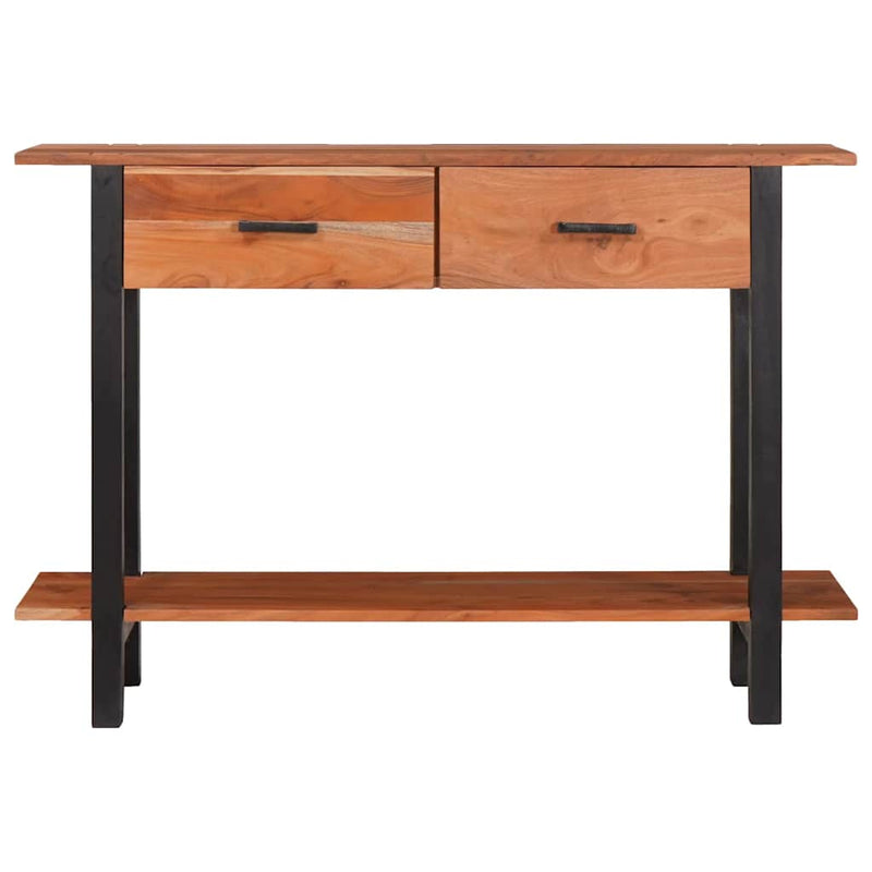 vidaXL Konzolasztal fiókkal Barna 110 x 30 x 75 cm tömör akácfa