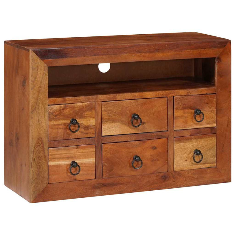 vidaXL Széf fiókkal Barna 80 x 30 x 55 cm tömör akácfa