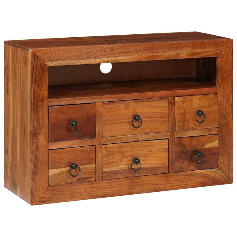 vidaXL Széf fiókkal Barna 80 x 30 x 55 cm tömör akácfa