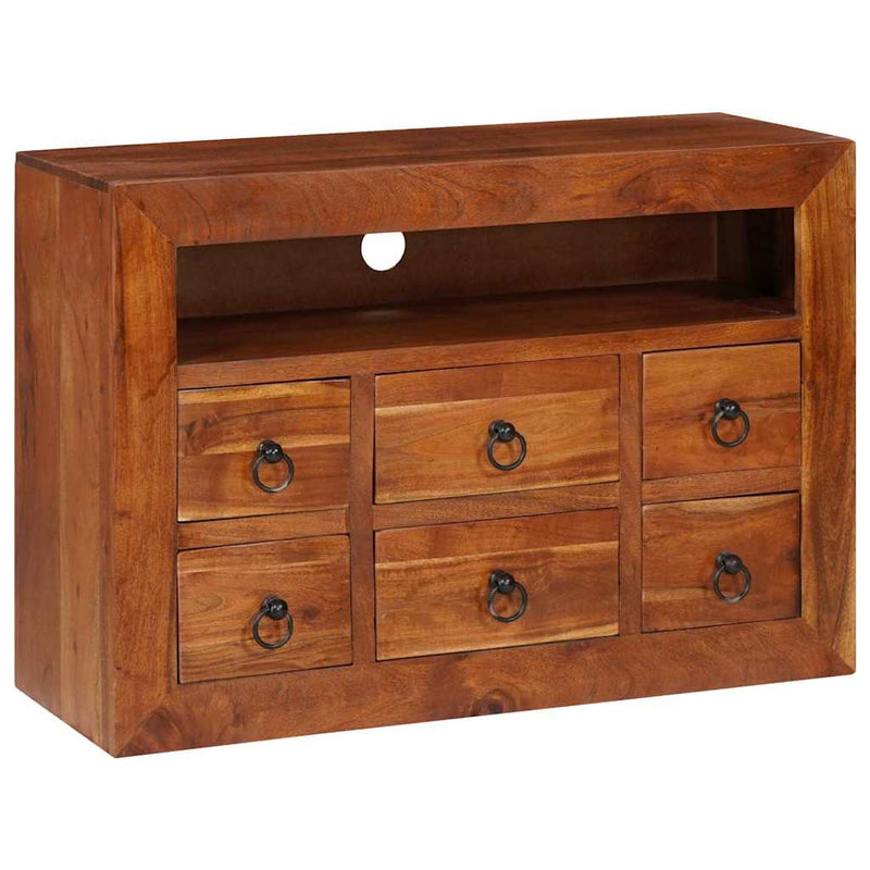 vidaXL Széf fiókkal Barna 80 x 30 x 55 cm tömör akácfa