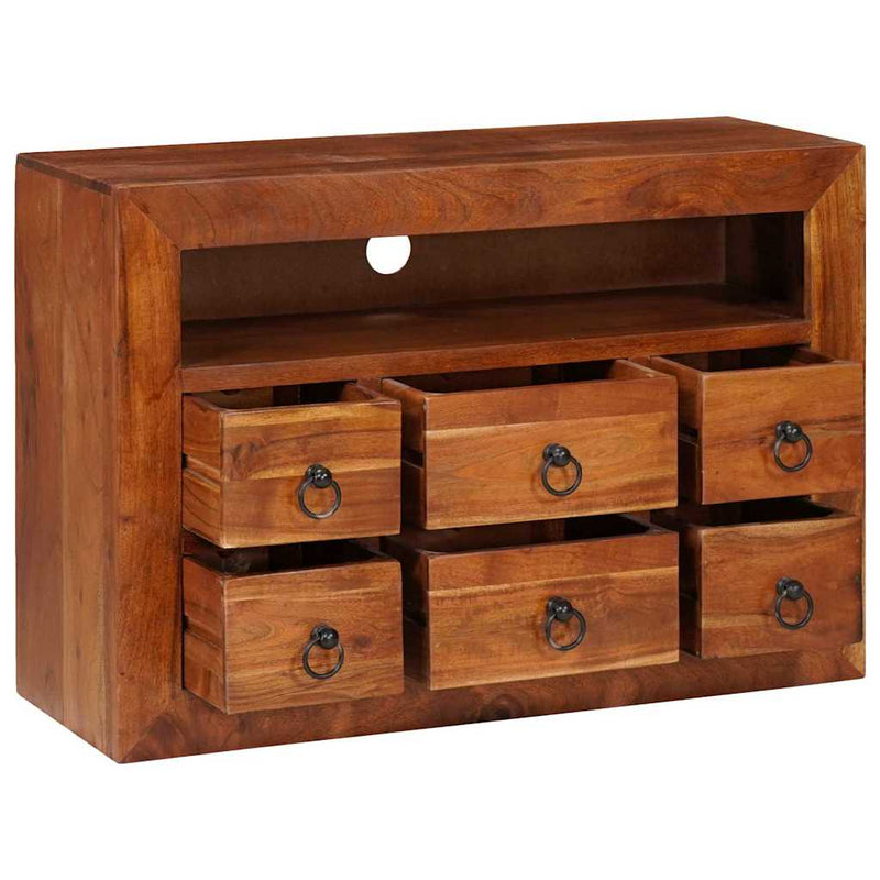 vidaXL Széf fiókkal Barna 80 x 30 x 55 cm tömör akácfa