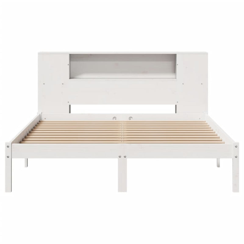 vidaXL fehér tömör fenyőfa könyvespolcos ágy matrac nélkül 120x190 cm