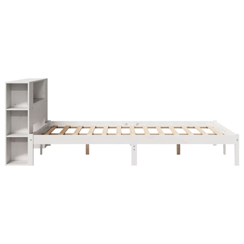 vidaXL fehér tömör fenyőfa könyvespolcos ágy matrac nélkül 120x190 cm