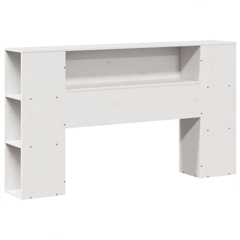 vidaXL fehér tömör fenyőfa könyvespolcos ágy matrac nélkül 135x190 cm