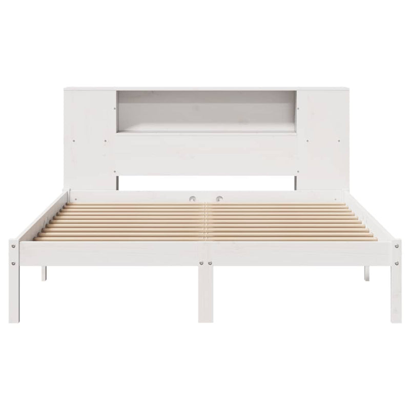vidaXL fehér tömör fenyőfa könyvespolcos ágy matrac nélkül 120x200 cm