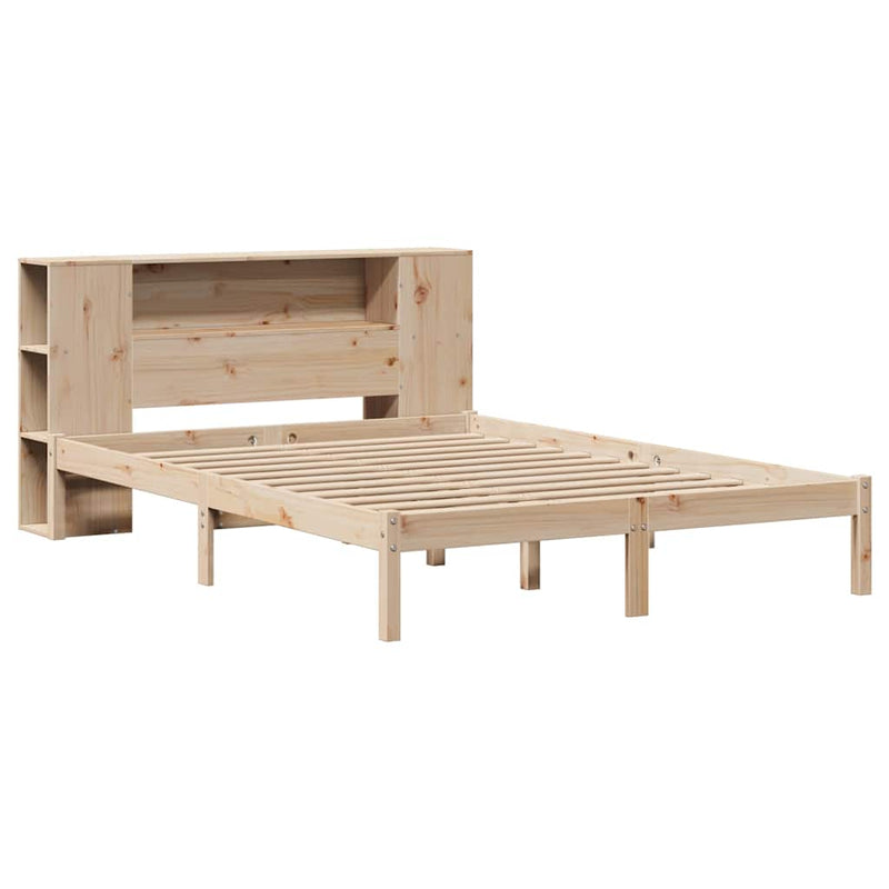 vidaXL tömör fenyőfa könyvespolcos ágy matrac nélkül 140 x 200 cm