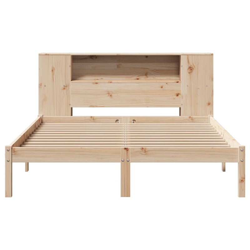 vidaXL tömör fenyőfa könyvespolcos ágy matrac nélkül 140 x 200 cm