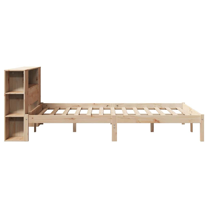 vidaXL tömör fenyőfa könyvespolcos ágy matrac nélkül 140 x 200 cm