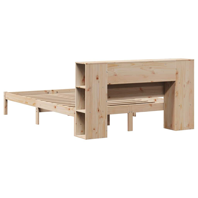 vidaXL tömör fenyőfa könyvespolcos ágy matrac nélkül 140 x 200 cm