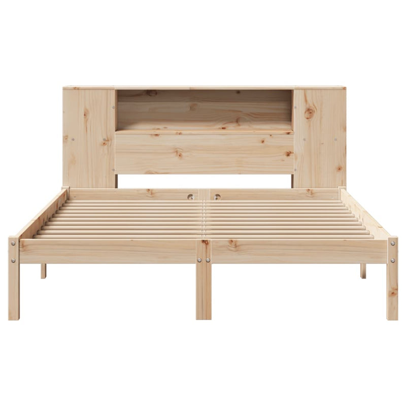 vidaXL tömör fenyőfa könyvespolcos ágy matrac nélkül 160 x 200 cm