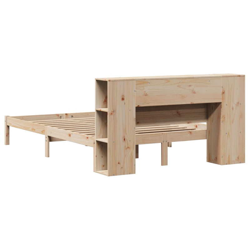vidaXL tömör fenyőfa könyvespolcos ágy matrac nélkül 160 x 200 cm