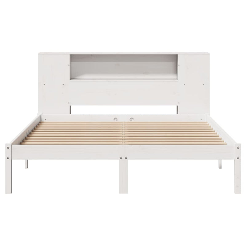 vidaXL fehér tömör fenyőfa könyvespolcos ágy matrac nélkül 160x200 cm