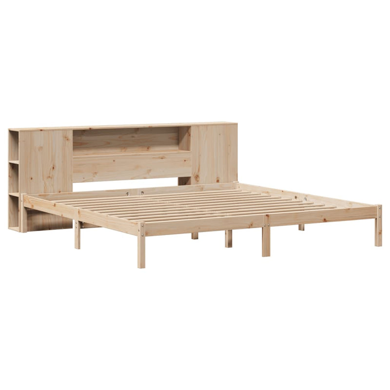 vidaXL tömör fenyőfa könyvespolcos ágy matrac nélkül 180 x 200 cm
